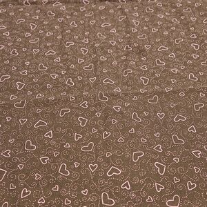 Moda Fabrics Brown Cotton Print with Pink Hearts By The Yard